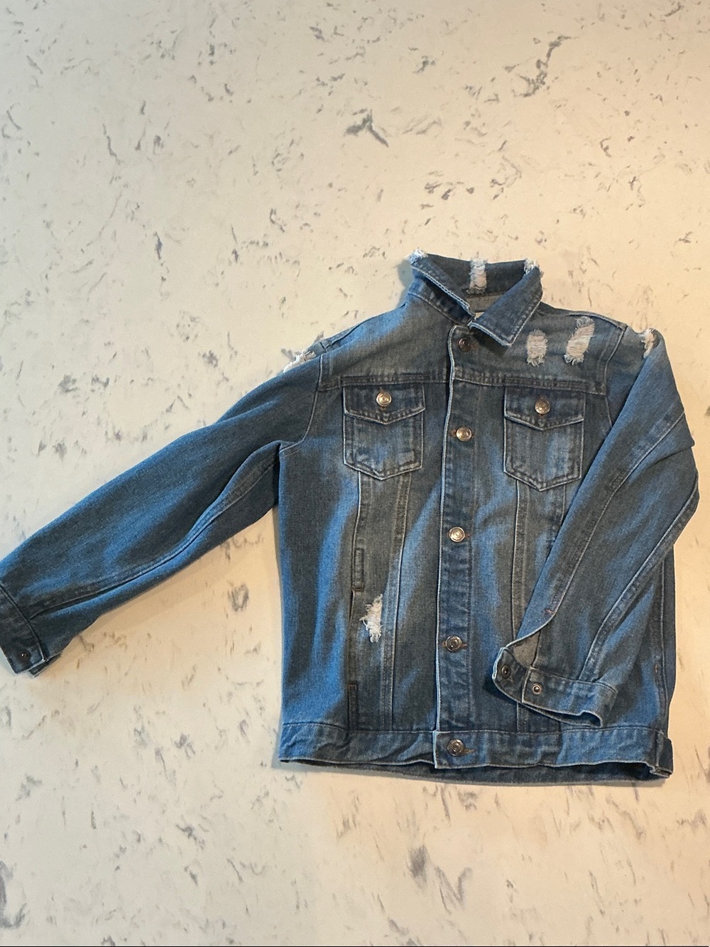Kids Distressed Blue Denim Jean Jacket